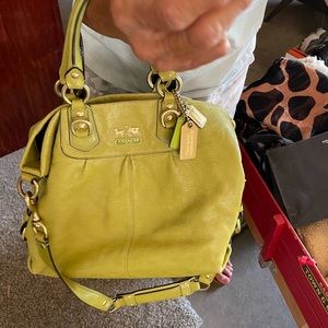 COACH green leather purse, crossbody